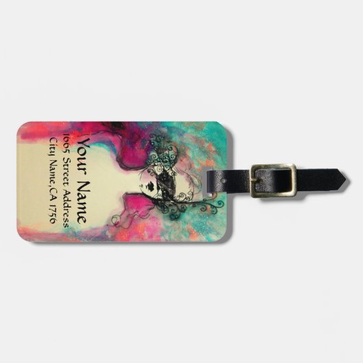 チャームモノグラム/マスク付きミステリアス美しい ラゲッジタグ (正面横)