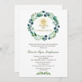チャームユーカリの葉が第1聖餐式を横断する 招待状 (正面/裏面)