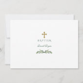 チャームユーカリの葉のリース男の子写真洗礼 招待状 (裏面)