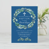 チャームユーカリプタスクラシック葉ブルーボーイバプテスマ 招待状 (スタンド正面)