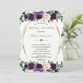 チャームラベンダーネイビーブルーフラワーズブライダルシャワー 招待状 (スタンド正面)