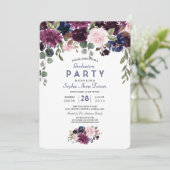 チャームラベンダーネイビーブルーフローラ開花卒業 招待状 (スタンド正面)