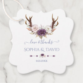 チャームラベンダーピンクホワイトフラワーズ結婚〔雄ジカの〕枝角 フェイバータグ