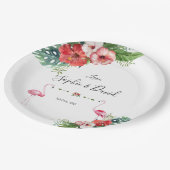 チャームルアウ（ハワイ式宴会）フラミンゴトロピカルフローラ結婚ズ ペーパープレート (アングル)