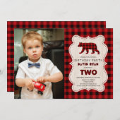 チャームレッドバッファローランバージャック写真2nd誕生日 招待状 (正面/裏面)