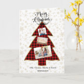 チャームレッドバッファロー金ゴールドあなたの写真メリークリスマス カード (黄色い花)