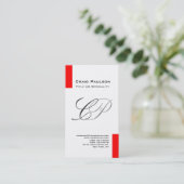 チャームレッド白黒グレーモノグラム名刺 名刺 (スタンド正面)