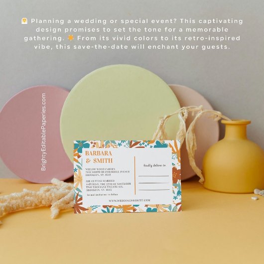 チャームレトロ抽象芸術ブライトはっきりしたワイルドフラワー セーブザデート