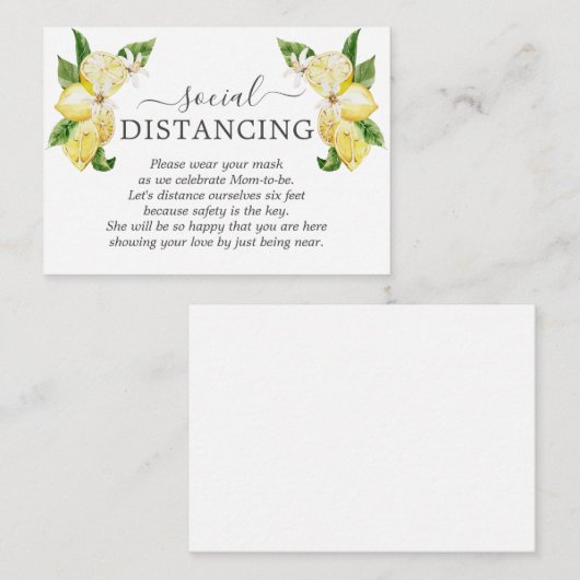 チャームレモンフルーツフラワーベビーシャワー詳細 エンクロージャーカード (正面/裏面)