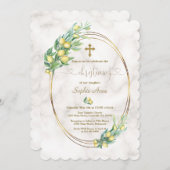 チャームレモンフルーツマーブルカリグラフィー《キリスト教》洗礼式や命名式 招待状 (正面/裏面)