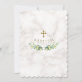 チャームレモンフルーツマーブルー金ゴールドクロスバプテスマ 招待状 (裏面)