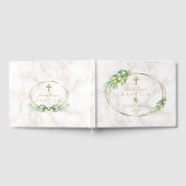 チャームレモンフルーツマーブルー金ゴールドクロスボーイバプテスマ ゲストブック (全面)