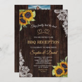 チャームレースロープ我々は結び目ひまわりバーベキュー 招待状 (正面/裏面)