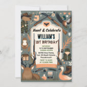 チャームワイルド迷彩柄オディアダック狩り1歳の誕生日 招待状 (正面)