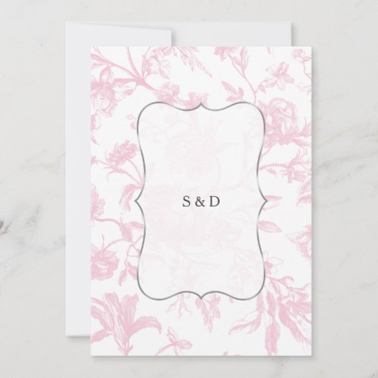 チャームヴィンテージフランスのピンクトワ結婚ールフローラ 招待状 (裏面)