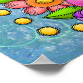 チャーム前向きド考えドードル花ポスター ポスター (角)