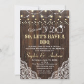 チャーム古いウッドレースのストリングライト私がBBQを行った後 招待状 (正面)