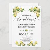 チャーム地中海のレモンフルーツフラワー結婚ズ 招待状 (正面/裏面)