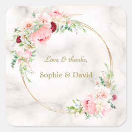 チャーム春水彩牡丹開花金ゴールド結婚ズ スクエアシール