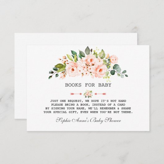 チャーム水カラーリビングコーラルフローラベビーシャワー エンクロージャーカード (正面/裏面)