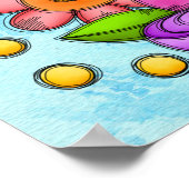 チャーム水彩ドードルフラワーポスター ポスター (角)