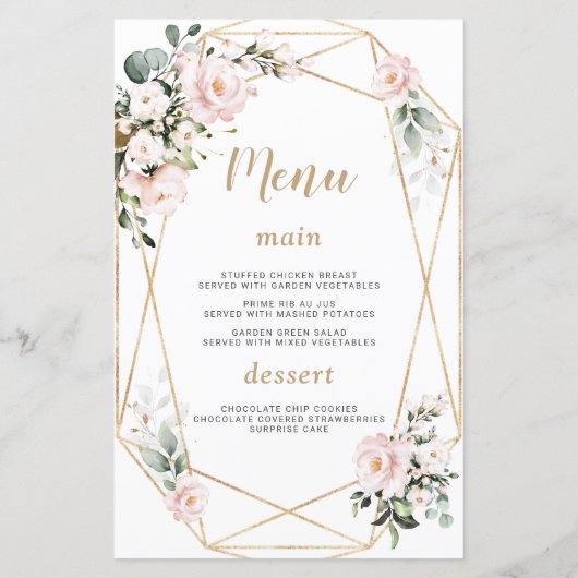 チャーム水彩ピンクフローラ金ゴールド甘16メニュー (裏面)