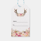 チャーム水彩ピンク赤面フローラ結婚〔雄ジカの〕枝角 ギフトタグ (裏面)
