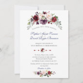 チャーム水彩ブルゴーニュ赤面花結婚の花 招待状 (正面)