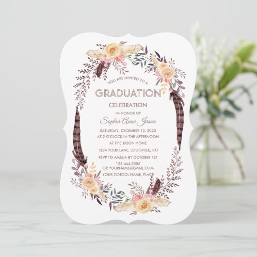 チャーム水彩保フローラ卒業招待状 招待状 (スタンド正面)