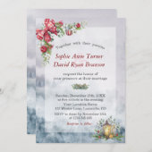 チャーム水彩冬のシーンクリスマス結婚ズ 招待状 (正面/裏面)