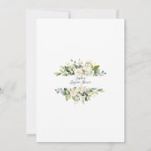 チャーム水彩白色フローラ金ゴールドブライダルシャワー 招待状 (裏面)