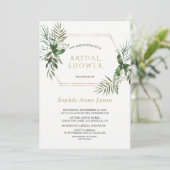 チャーム水彩緑化金ゴールドフレームブライダルシャワー 招待状 (スタンド正面)