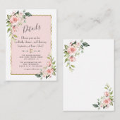 チャーム水彩赤面フローラ結婚金ゴールド詳細 エンクロージャーカード (正面/裏面)