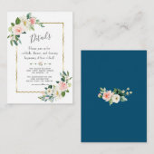 チャーム水彩赤面フローラ結婚金ゴールド詳細 エンクロージャーカード (正面/裏面)