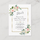 チャーム水彩赤面フローラ結婚金ゴールド詳細 エンクロージャーカード (正面)