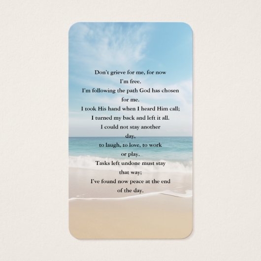 チャーム海ビーチビューフォト葬儀祈りの言葉 (裏面)