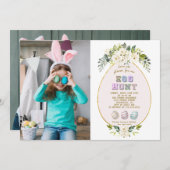 チャーム白い花フォトイースターエッグ狩り 招待状 (正面/裏面)