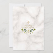 チャーム白い花金ゴールド最初の聖餐式 招待状 (裏面)