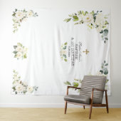 チャーム白い花1st誕生日バプティスプロップ タペストリー (インサイチュ(横))