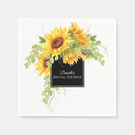 チャーム素朴ひまわりブライダルシャワー スタンダードカクテルナプキン (正面)