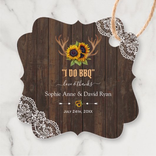 チャーム素朴ひまわり〔雄ジカの〕枝角ウッドレースI DO BBQ フェイバータグ (裏面)