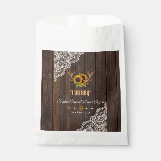 チャーム素朴ひまわり〔雄ジカの〕枝角ウッドレースI DO BBQ フェイバーバッグ (正面)