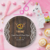 チャーム素朴ひまわり〔雄ジカの〕枝角ウッドレースI DO BBQ ペーパープレート (パーティー)