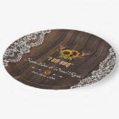 チャーム素朴ひまわり〔雄ジカの〕枝角ウッドレースI DO BBQ ペーパープレート (アングル)