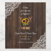 チャーム素朴ひまわり〔雄ジカの〕枝角ウッドレースI DO BBQ ワインラベル (シングルラベル)