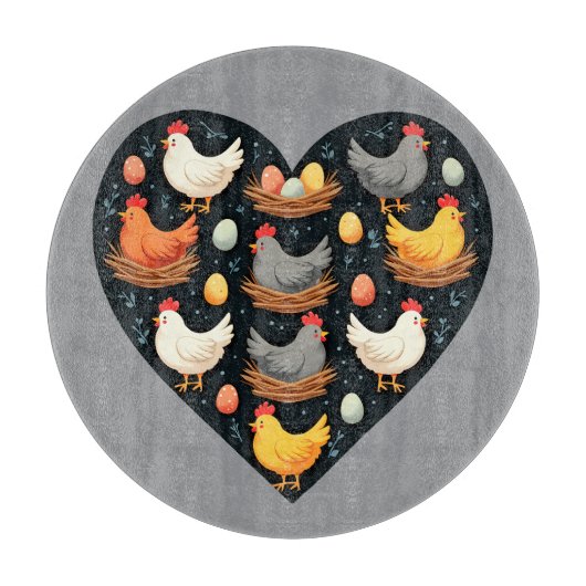 チャーム素朴コテージコアファームチキンパターン カッティングボード (正面)