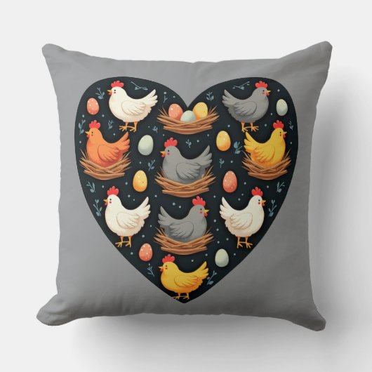チャーム素朴コテージコアファームチキンパターン クッション (正面)