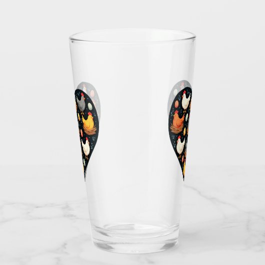 チャーム素朴コテージコアファームチキンパターン タンブラーグラス (右)