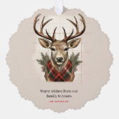 チャーム素朴ファームハウス宝物宝庫と格子鹿 オーナメントカード (正面)