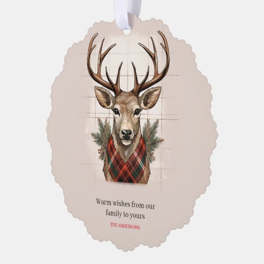 チャーム素朴ファームハウス宝物宝庫と格子鹿 オーナメントカード (左)